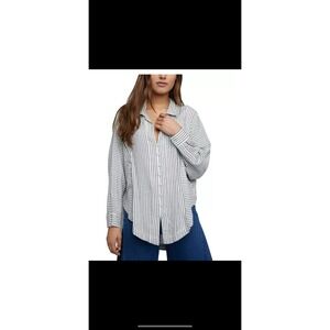 FREE PEOPLE ONE & ONLY COTTON STRIPED SHIRT Sz small oversized, EUC